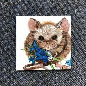 Blue Bell Mini Oil Painting Fridge Magnet Mouse Original Art